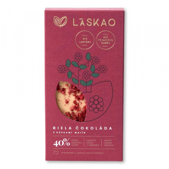 LASKAO Bílá čokoláda s kousky malin